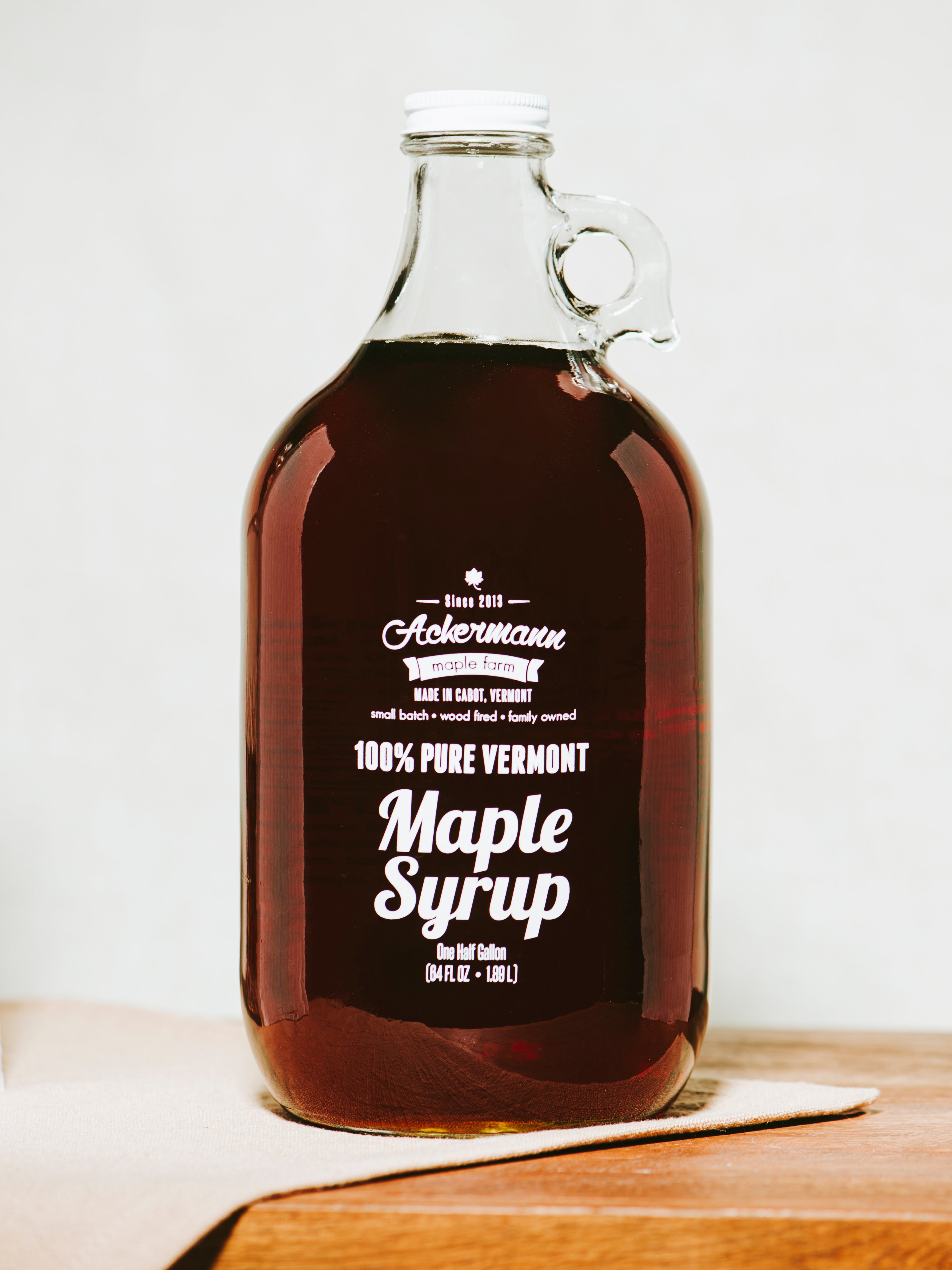 1/2 Gallon (Half Gallon) Vermont Maple Syrup - Grade A Dark Robust Taste, All Natural, FREE SHIPPING